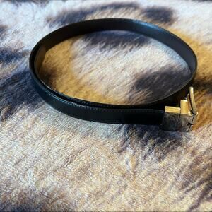 Chaps Bonded Leather Belt Men's Size 34 - 36 in Black Silver Hardware